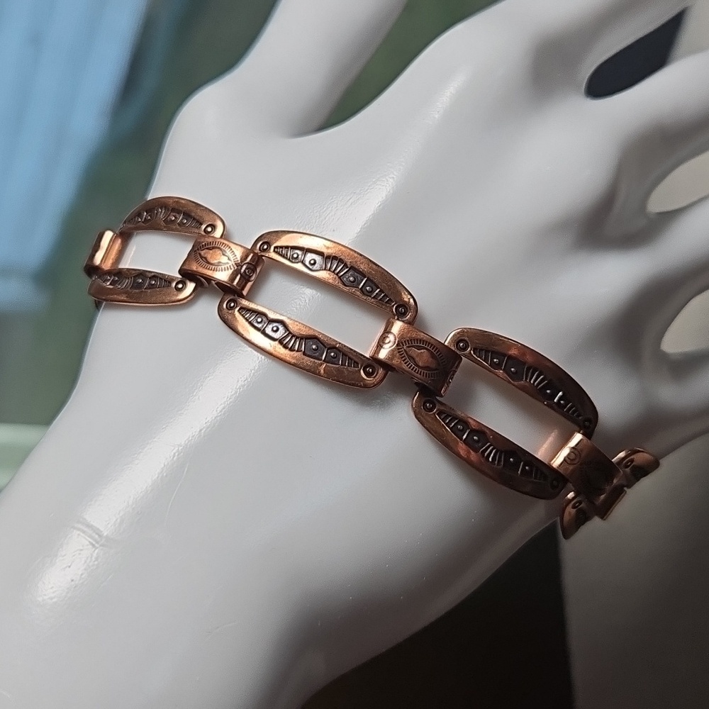 Vintage Copper Panel Link Bracelet